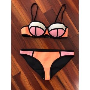 Triangl Orange and Pink Bikini Bathing Suit